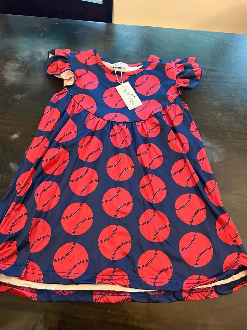 Pete + Lucy Baseball Girls Sleeve Dress & Ruffle Legging Size 7/8